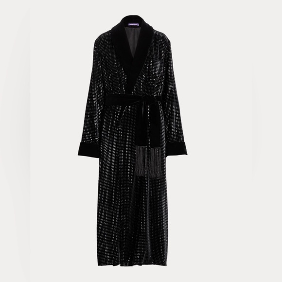 Ralph Lauren Collection Sullivan Embellished Velvet Robe-Coat - Picture 4 of 10